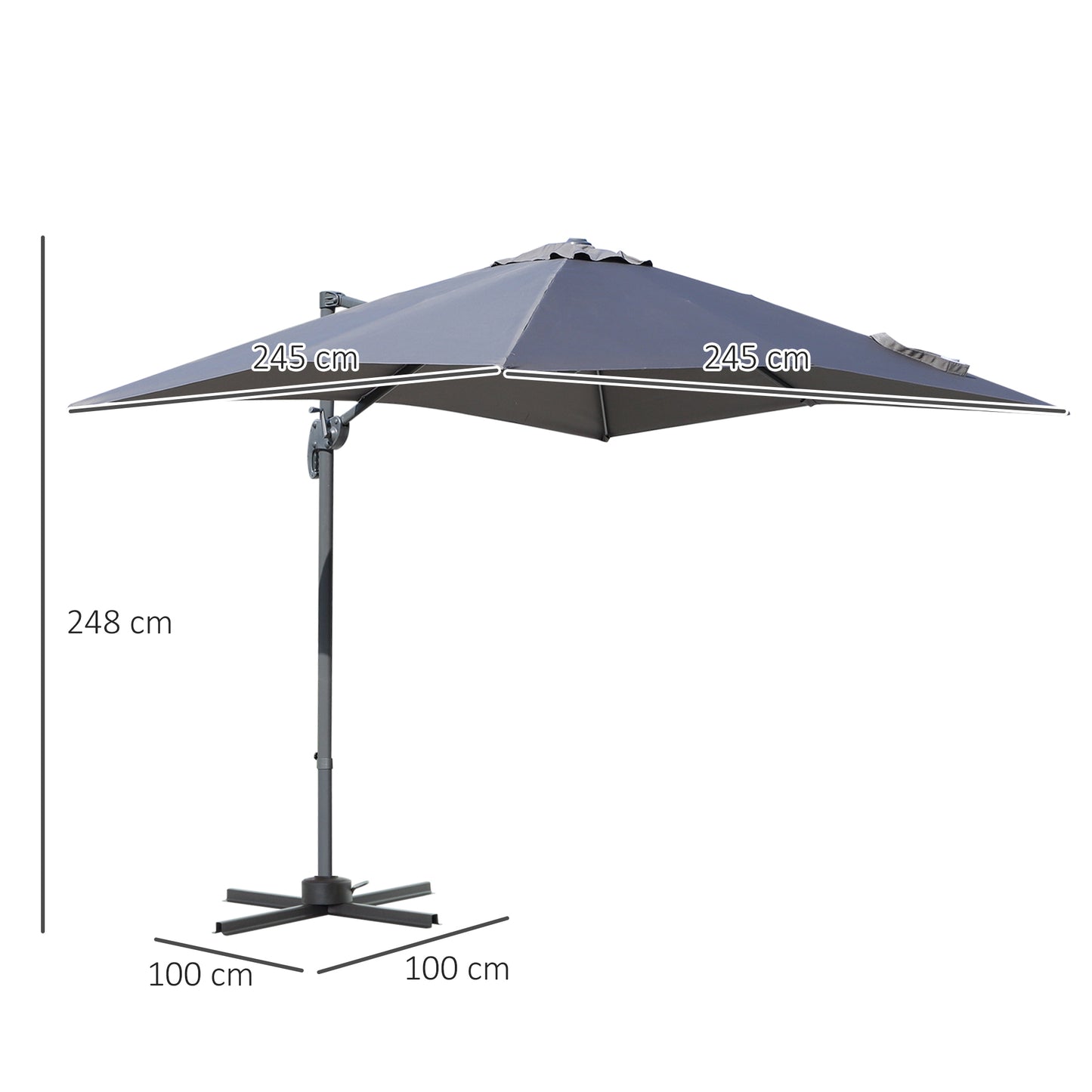 Outsunny Sombrilla Aluminio Jardín Con Rotación 360° Inclinable 5 Niveles Gris_2