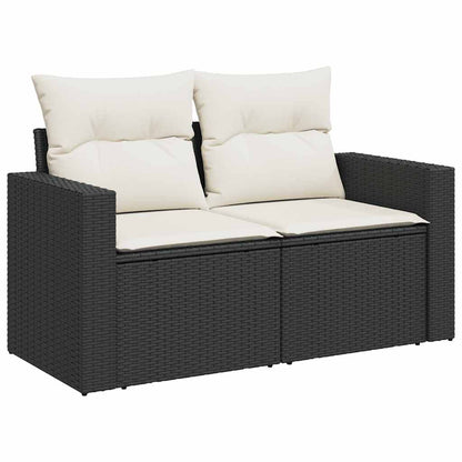 Set Sofás Jardín Y Cojines 9 Pzas Ratán Sintético Acacia Negro / Vetonek_2