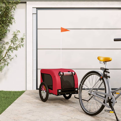 Remolque De Bicicleta Mascotas Hierro Tela Oxford Rojo Negro_1