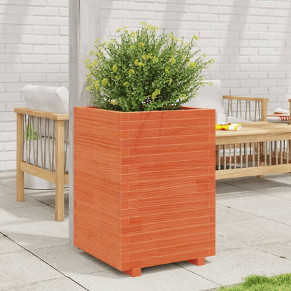 Jardinera Madera Maciza De Pino Marrón Cera 50x50x72,5 Cm_1
