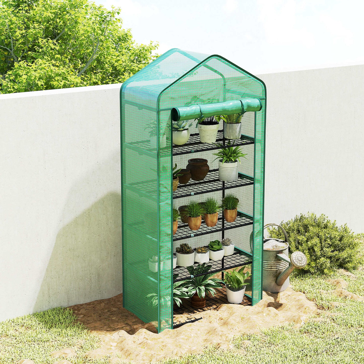 Outsunny Invernadero De Jardín De 5 Niveles Diseño Ensanchado 90x49x193 Cm Verde_3