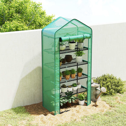 Outsunny Invernadero De Jardín De 5 Niveles Diseño Ensanchado 90x49x193 Cm Verde_3