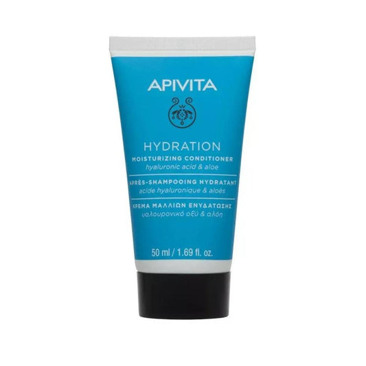 Condicionador hidratante para todos os tipos de cabelo com ácido hialurónico e aloé vera, APIVITA 50 ml