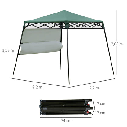 Outsunny Carpa Plegable 2,2x2,2x2m Con Lateral Y Protección Uv 50+ De Acero_2