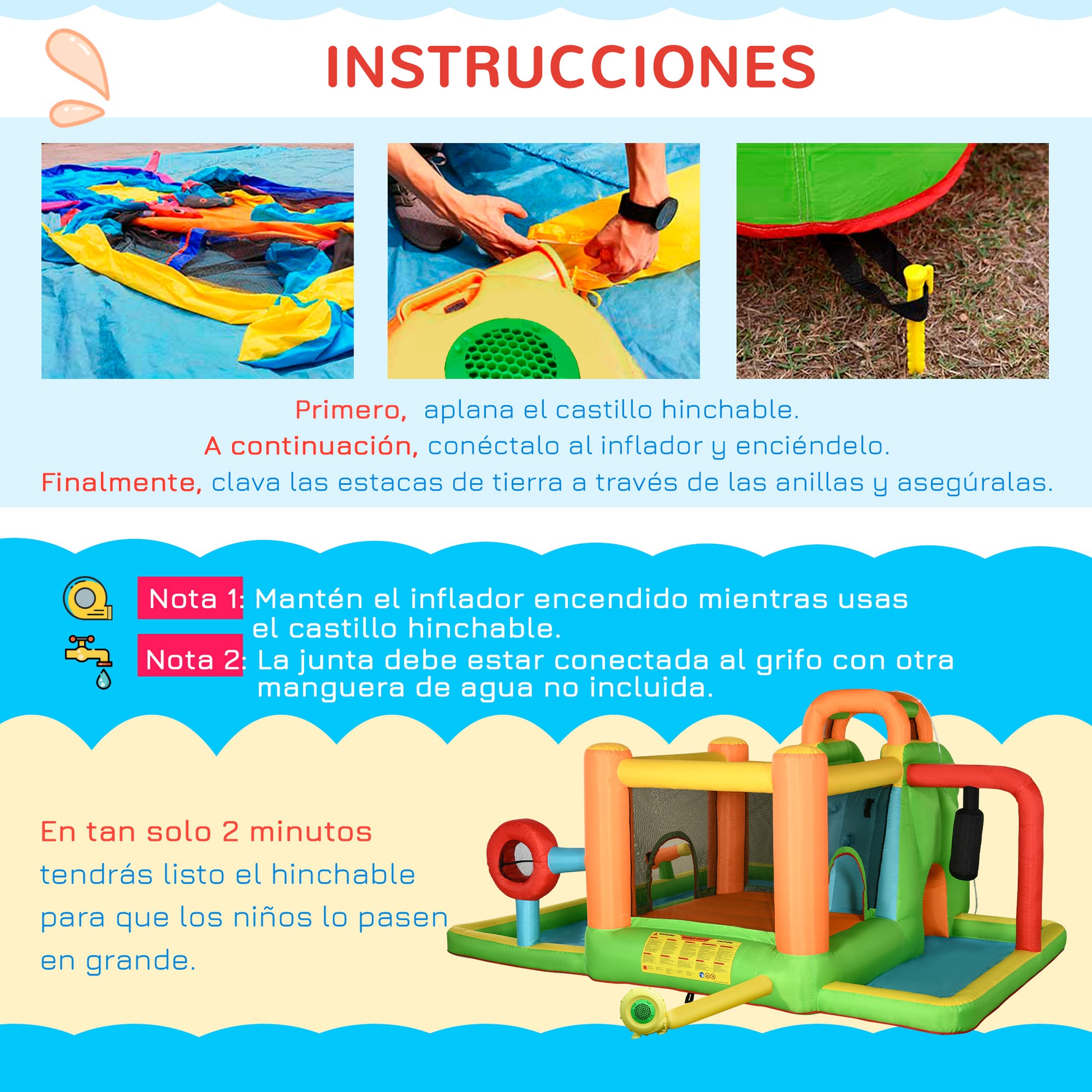 Outsunny Castillo Hinchable Grande Con Tobogán Poste De Boxeo 478x440x210 Cm_5