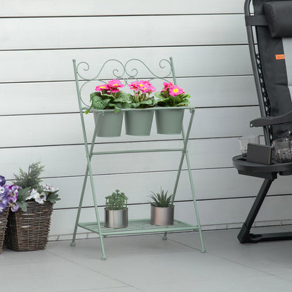 Outsunny Soporte Metal Para Plantas Plegable Con 3 Macetas Estante 47x37x78,5 Cm_1