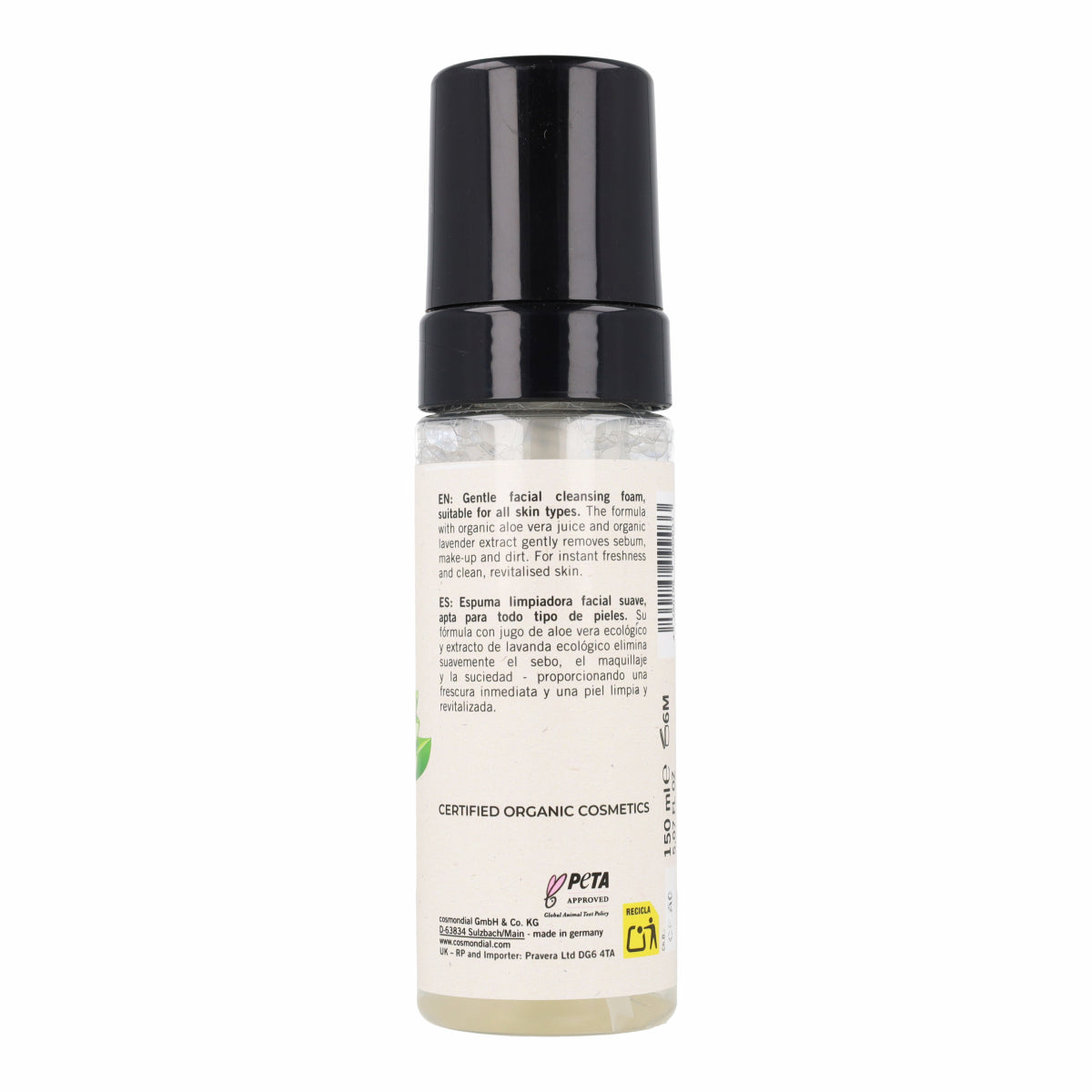 Espuma Limpiadora Facial Aloe Vera y Lavanda Ecológica Benecos 150 ml Vegano