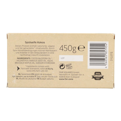 Jabón sólido para vajilla y superficies Coco Fair Squared 450g