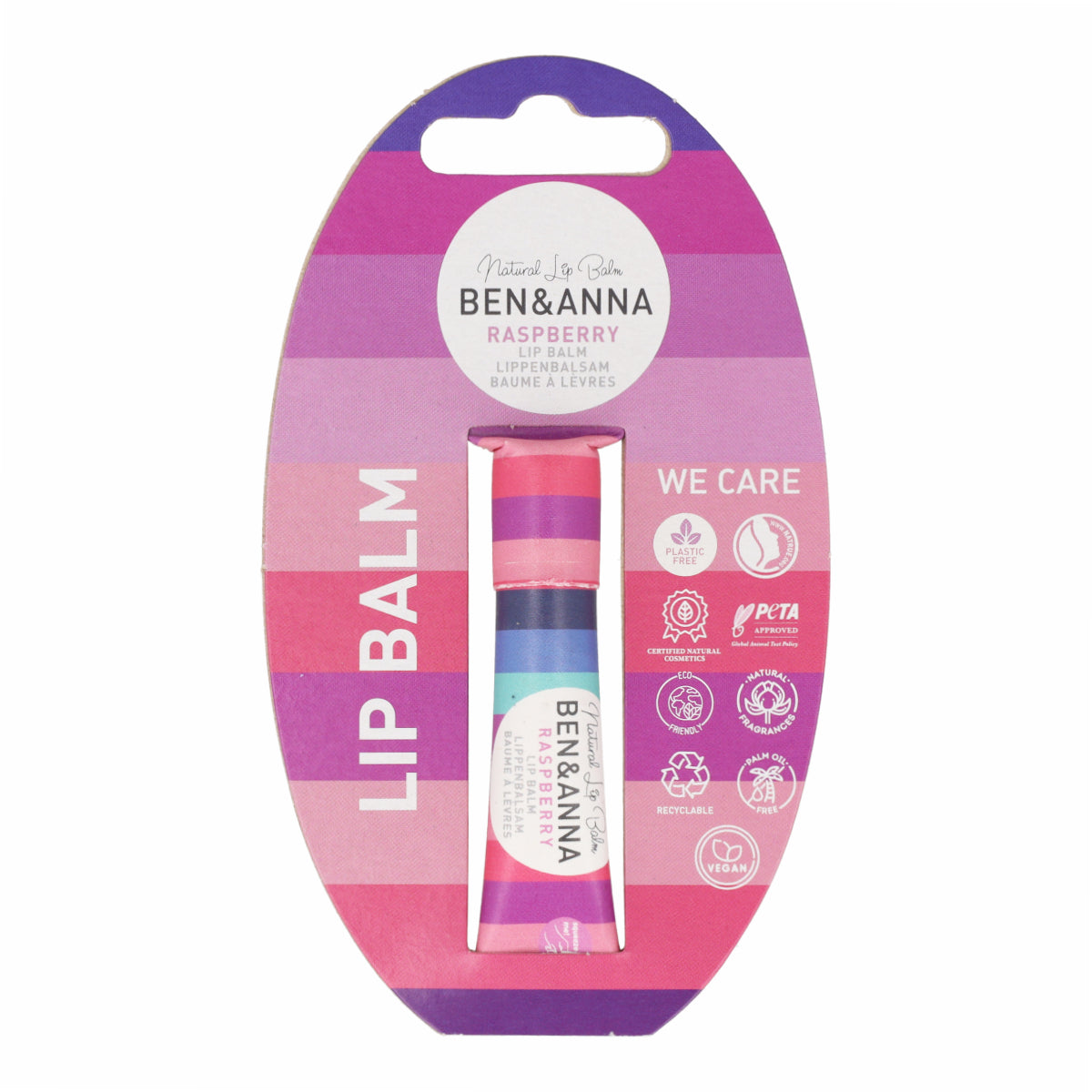 Bálsamo labial ecológico Raspberry (frambuesa) cero residuos Ben&Anna 6g