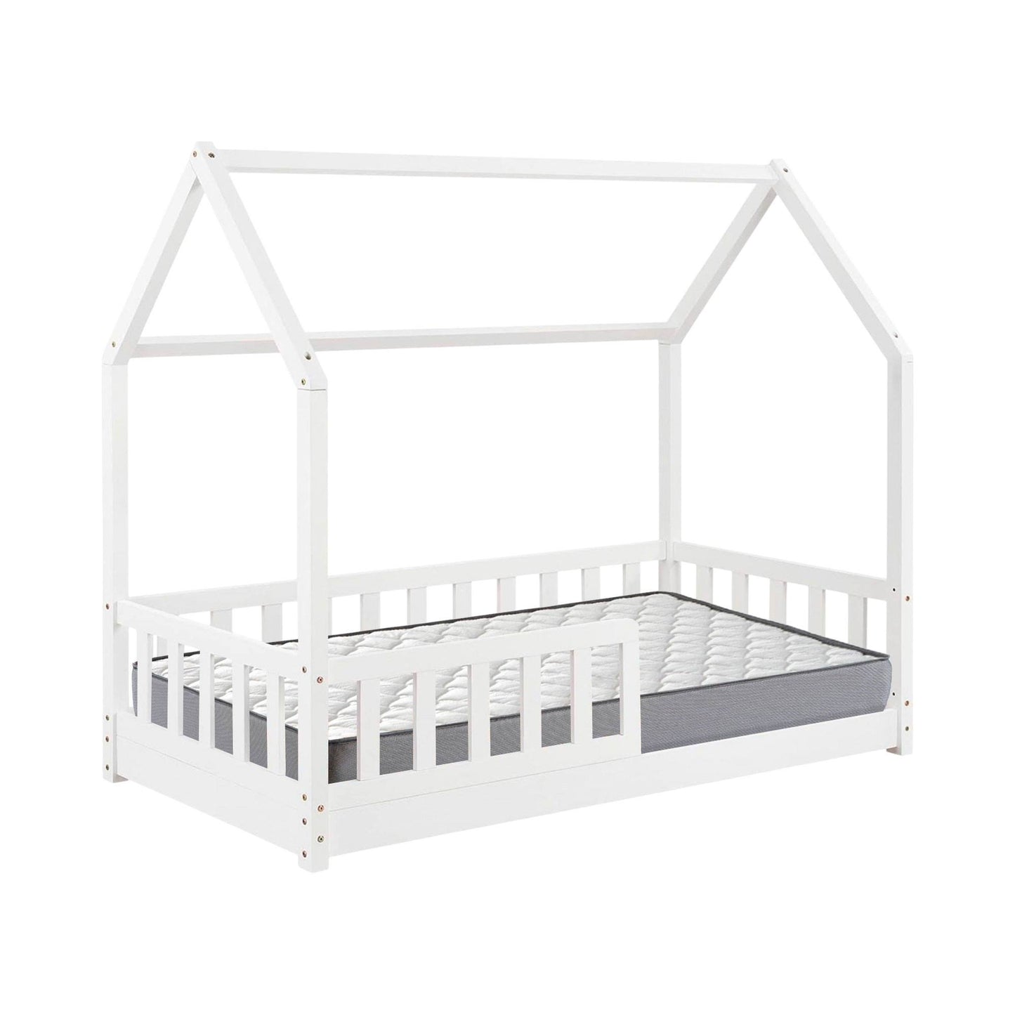 Cama Infantil Cabaña Bosco Blanco 90x190cm Con Colchón Serenia Transpirable_0