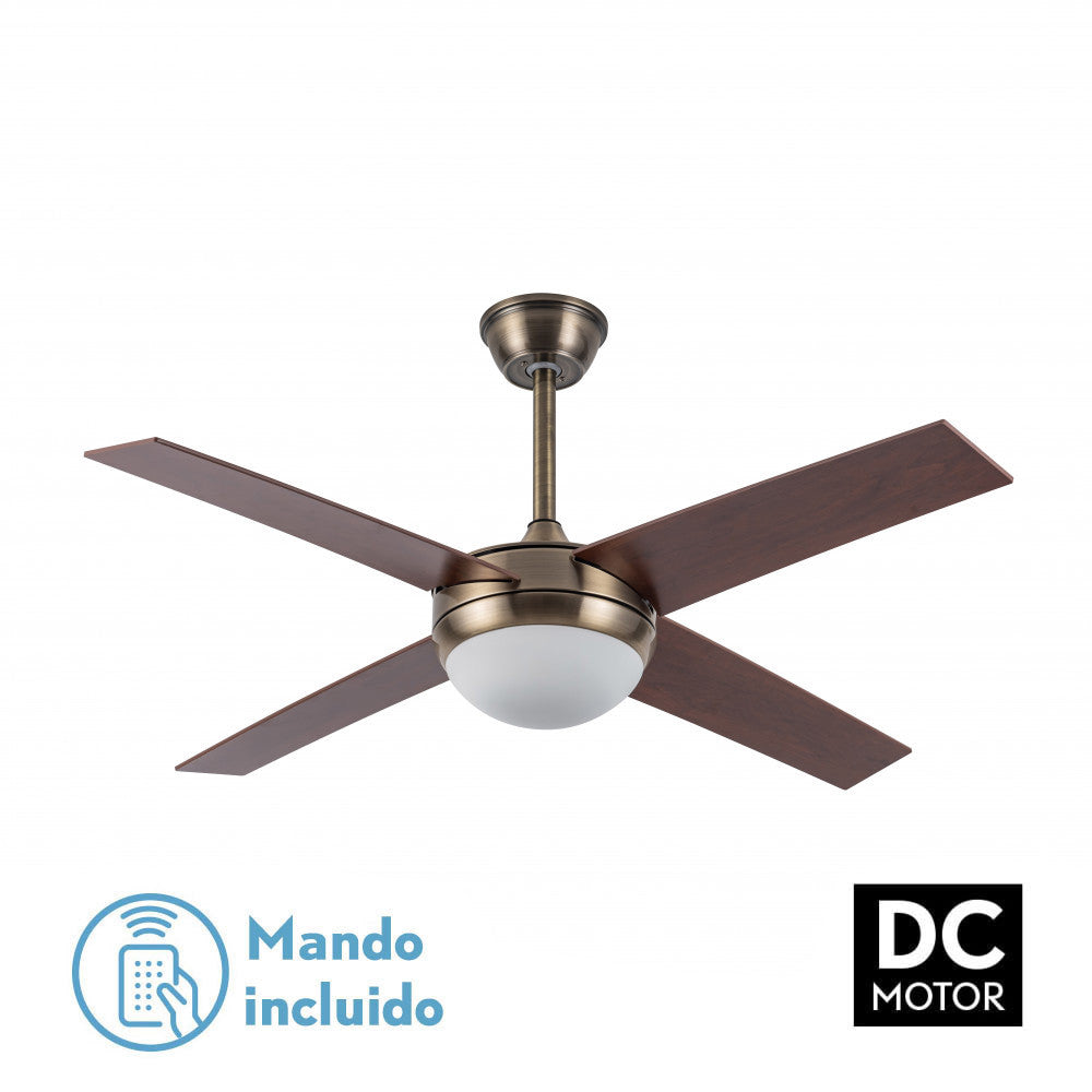 Ventilador Dc Ciro 2xe27 Cuero 4 Asp. Nogal 35/45x116,8d Remoto Y Temporizador_0