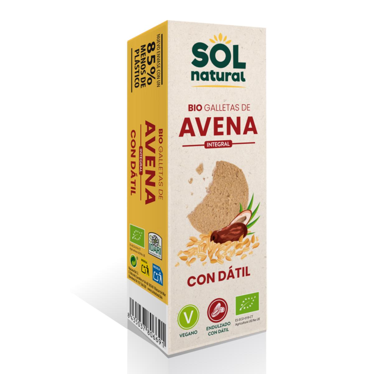 Bolachas de aveia integral adoçadas com tâmaras Sol Natural 170g