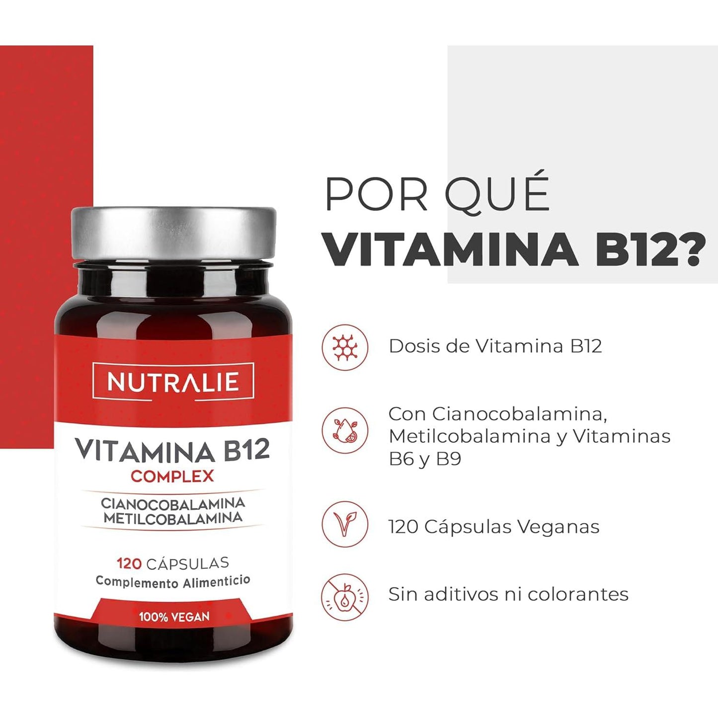 Complexo de Vitamina B12 2000 mcg Cansaço Nutralie 120 comprimidos
