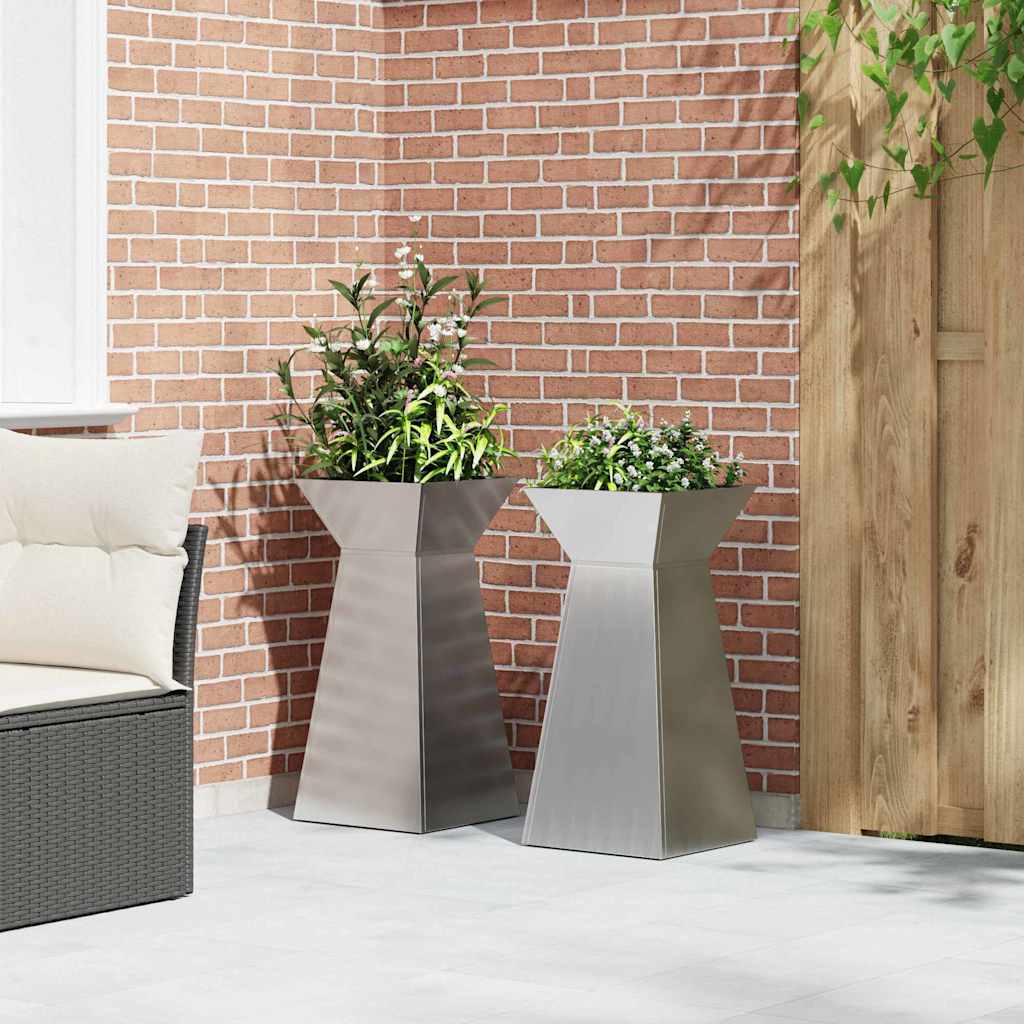 Maceta Pilar 2 Pcs Plateado 35 X 35 X 73 Cm_3