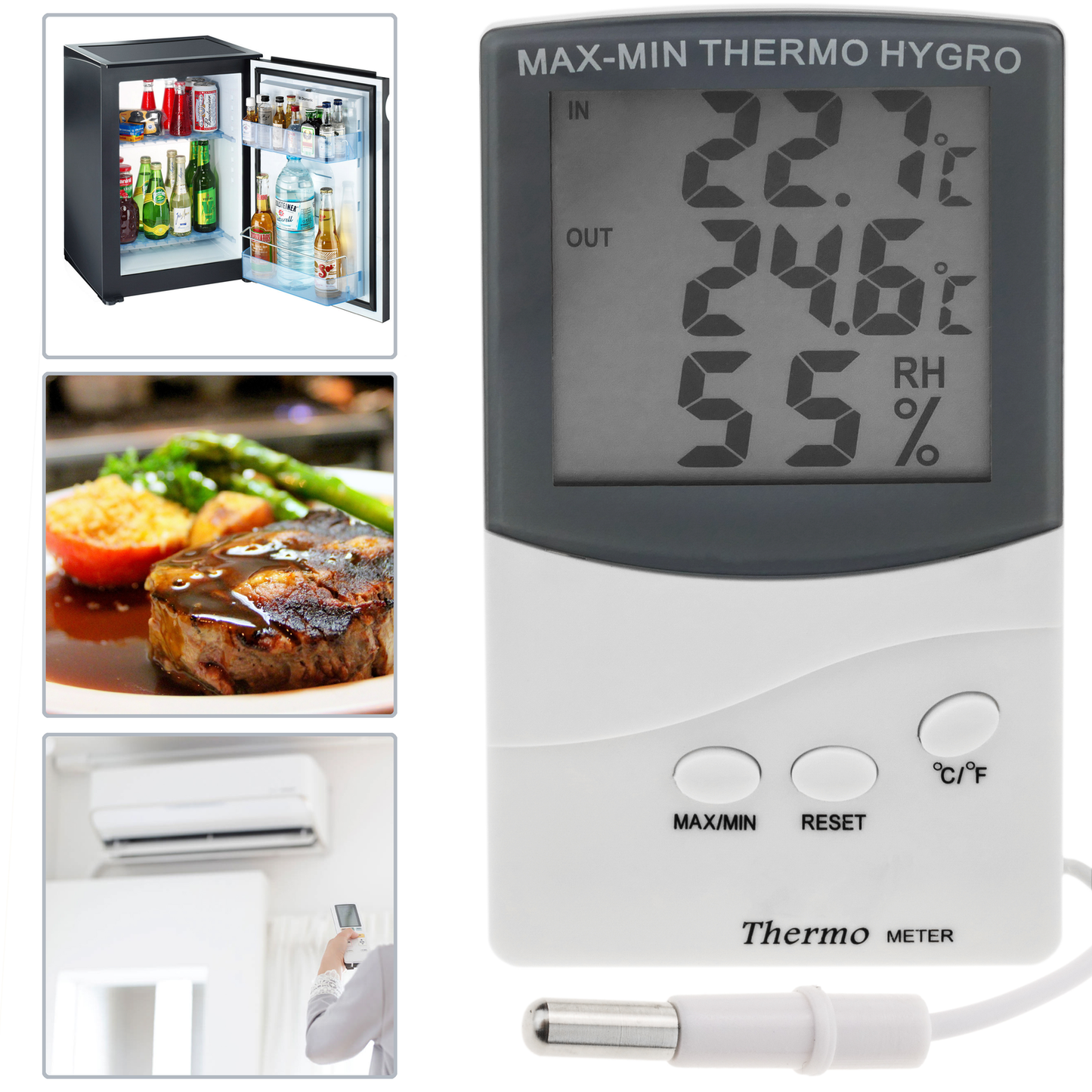 Termómetro E Higrómetro Con Sensor Doble Interior Exterior Dw-0210_1