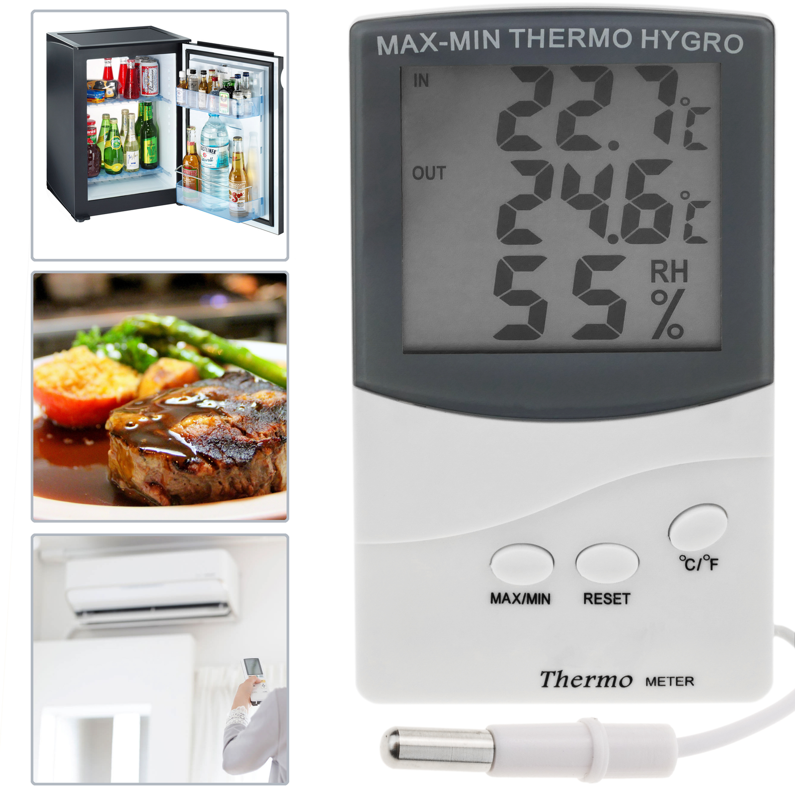 Termómetro E Higrómetro Con Sensor Doble Interior Exterior Dw-0210_1