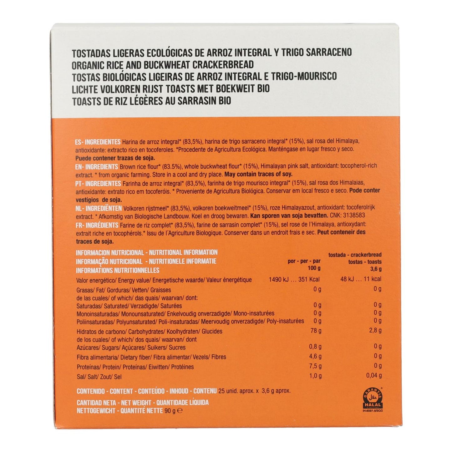 Tosta de Arroz e Trigo Sarraceno Soria Natural 90 g