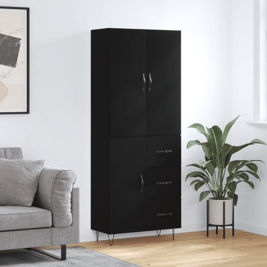 Aparador Alto Madera Contrachapada Negro 69,5x34x180 Cm_0