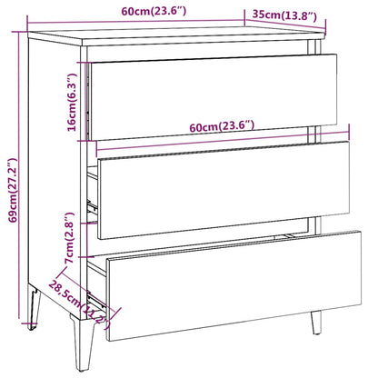 Vidaxl Aparador De Madera Contrachapada Roble Marrón 60x35x69 Cm / Vetonek_4