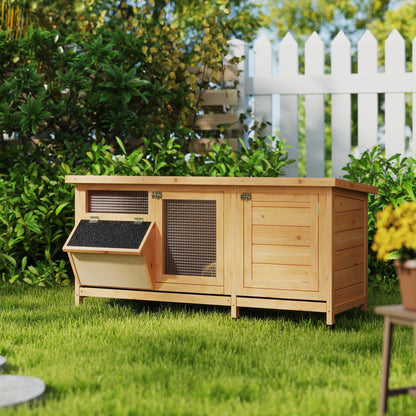 Conejera De Exterior Pawhut Madera De Abeto Amarillo 112x50x54 Cm_1
