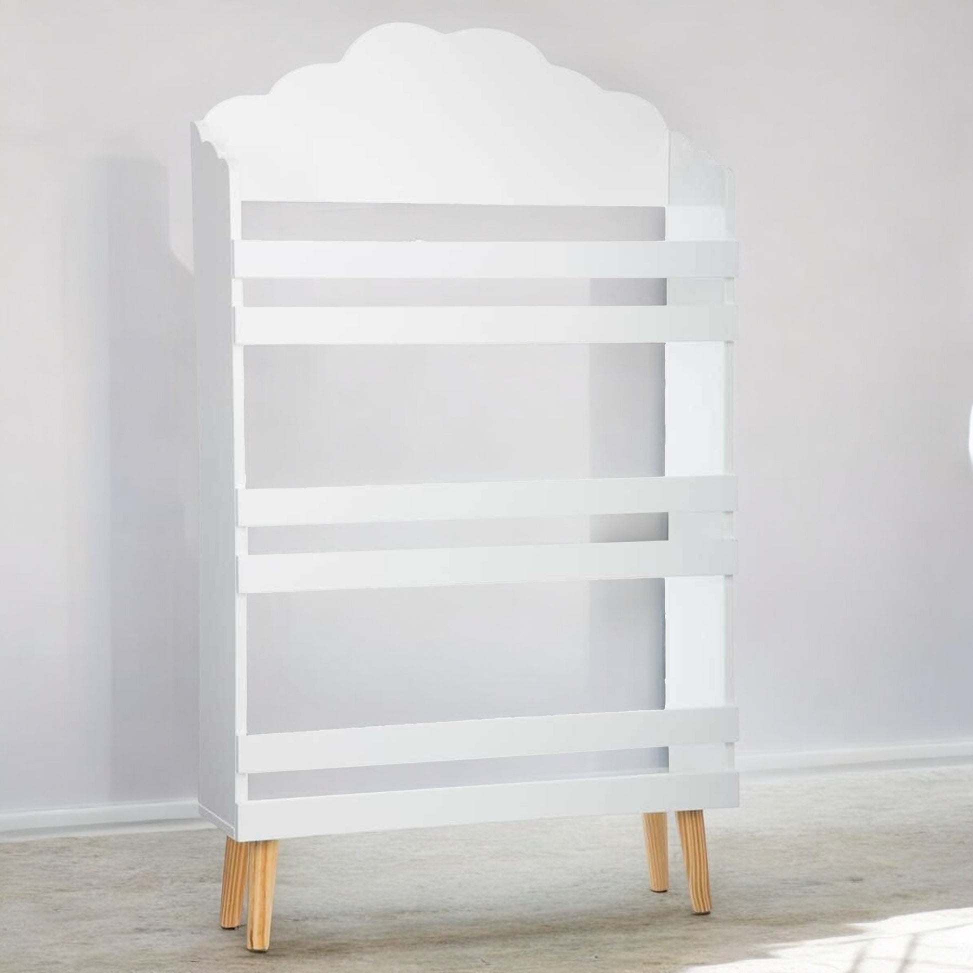 Well Home - Biblioteca De Madera Con 3 Estantes En Color Blanco Y Diseño De Nube H.100cm_2
