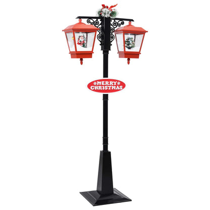Vidaxl Farola De Navidad Con Papá Noel Pvc Negro Y Rojo 81x40x188 Cm_0