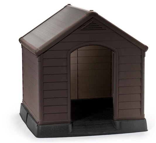 Keter Caseta De Perro Marron Exterior Grande Para Jardín Y Terraza Hecha En Resina Resistente 95x99x99 Wxdxh Cm_0