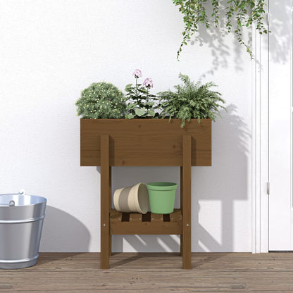 Jardinera Madera Maciza De Pino Marrón Miel 62x30x69 Cm_1