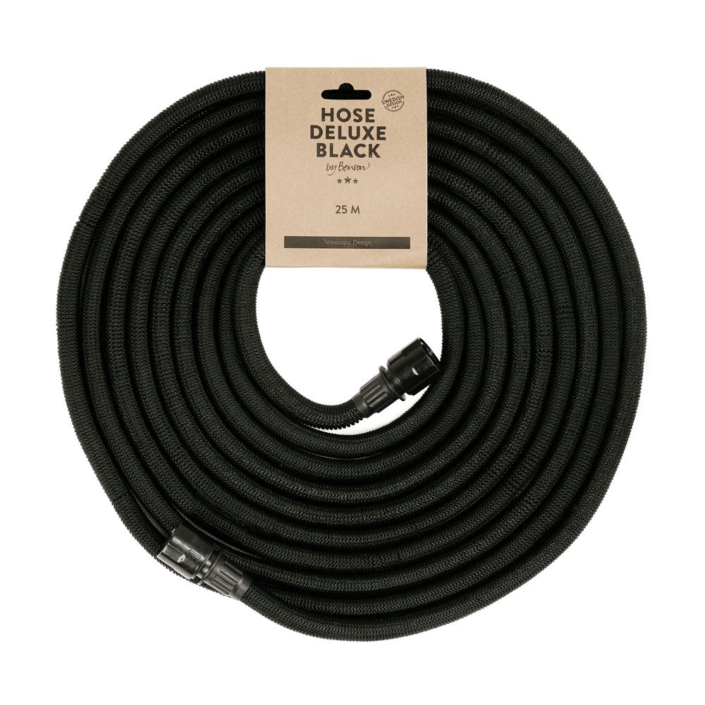 Manguera De Riego Deluxe - Negro, 25 M, Tejido, Látex, Se Expande Con El Agua._0