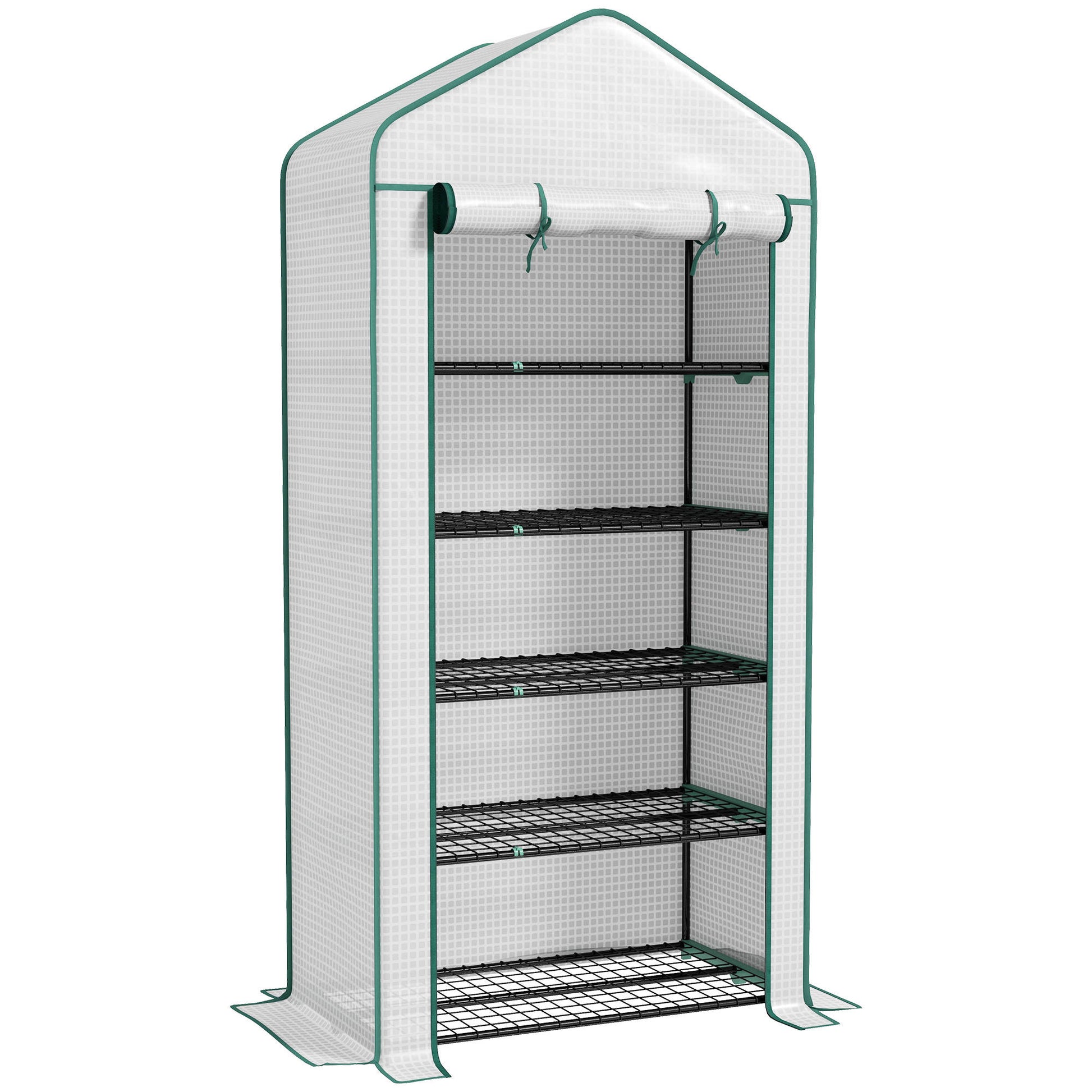Outsunny Invernadero De Jardín De 5 Niveles Diseño Ensanchado 90x49x193cm Blanco_0