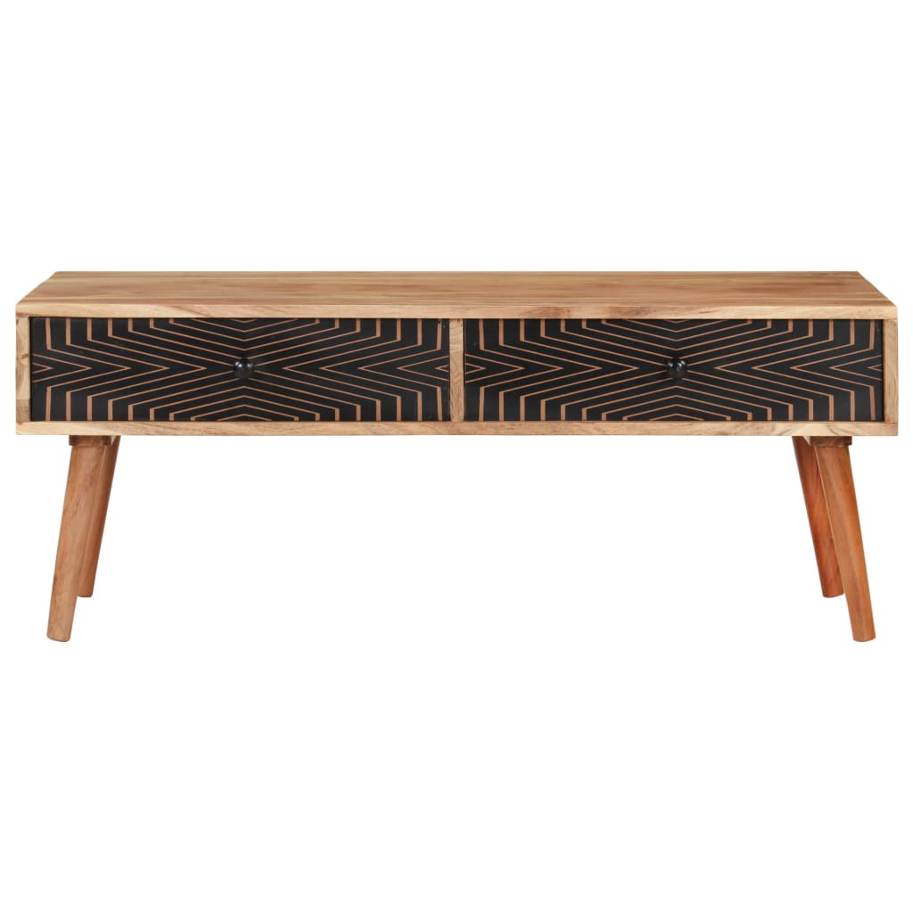 Mesa De Centro Madera Maciza De Acacia 100x50x39 Cm_0