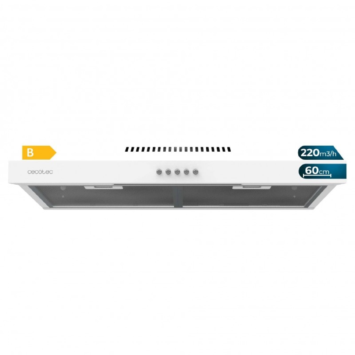 Campana Extractora De 60cm De Ancho Bolero Flux Cm 602200 White B. Potencia Succión 220m3/h, Motor 70w, Bajo Consumo, Control Mecánico, 3 Niveles De_0