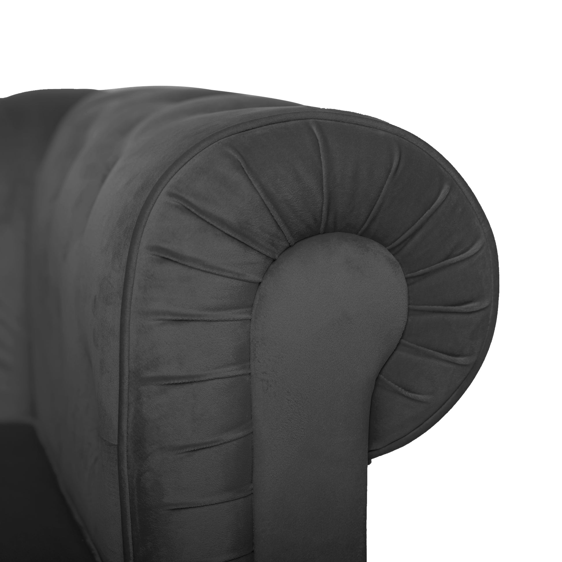 Chesterfield Terciopelo Gris 2 Plazas Vintage 158x82x72cm- Sofá Recto_2