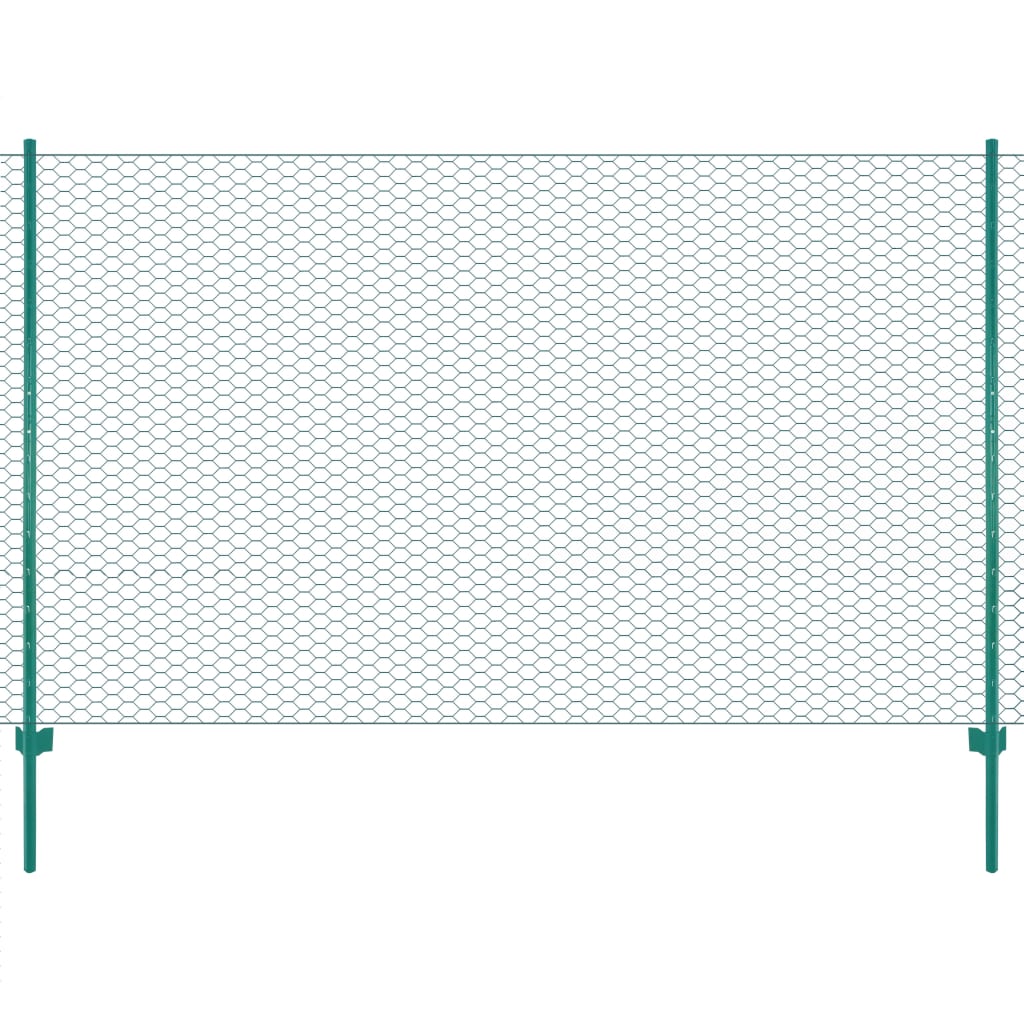 Valla De Malla Alambre Con Postes Acero 25x1,5 M Verde / Vetonek_1