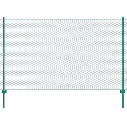 Valla De Malla Alambre Con Postes Acero 25x1,5 M Verde / Vetonek_1