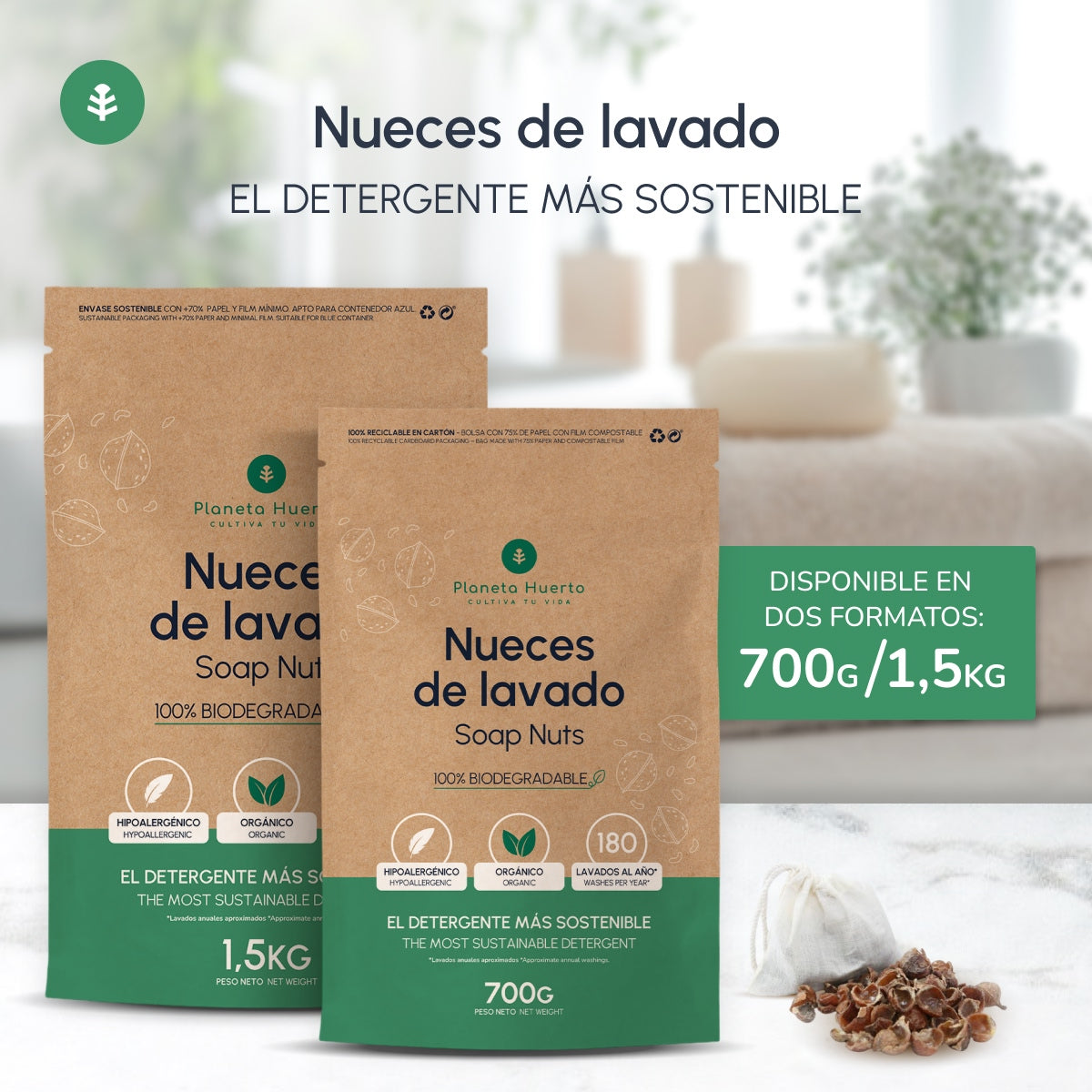 Nozes para Lavar Planeta Huerto 1,5 kg