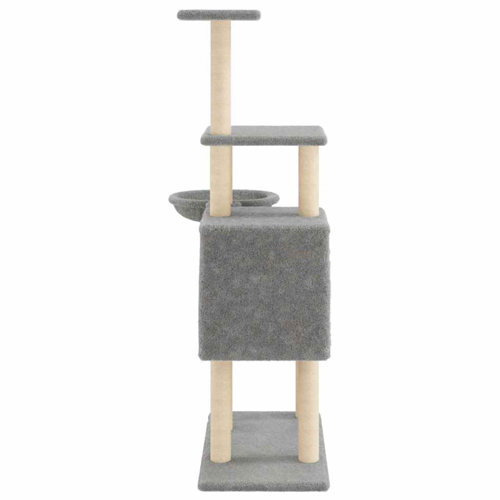 Rascador Para Gatos Con Postes De Sisal Gris Claro 131 Cm_4