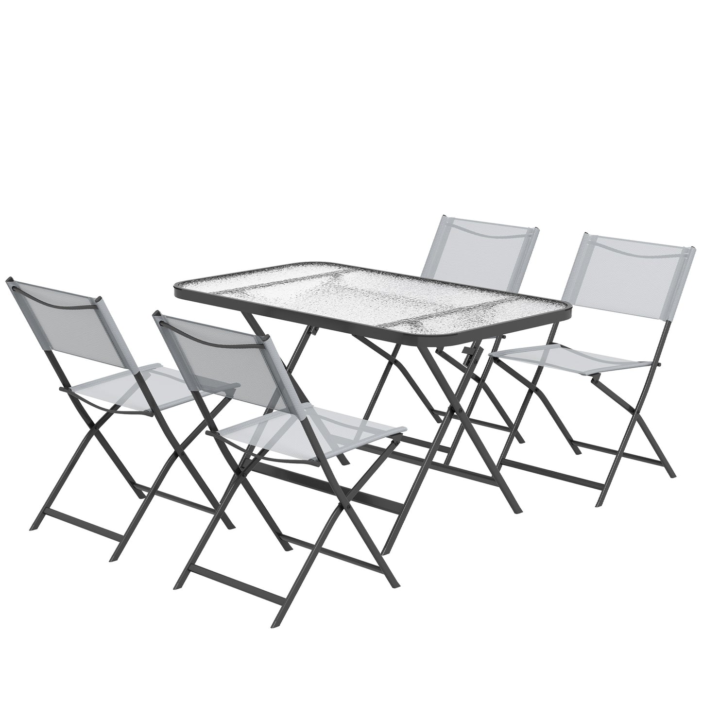 Outsunny Conjunto De Mesa Y 4 Sillas De Jardín Estilo Moderno Para Exterior Gris_0