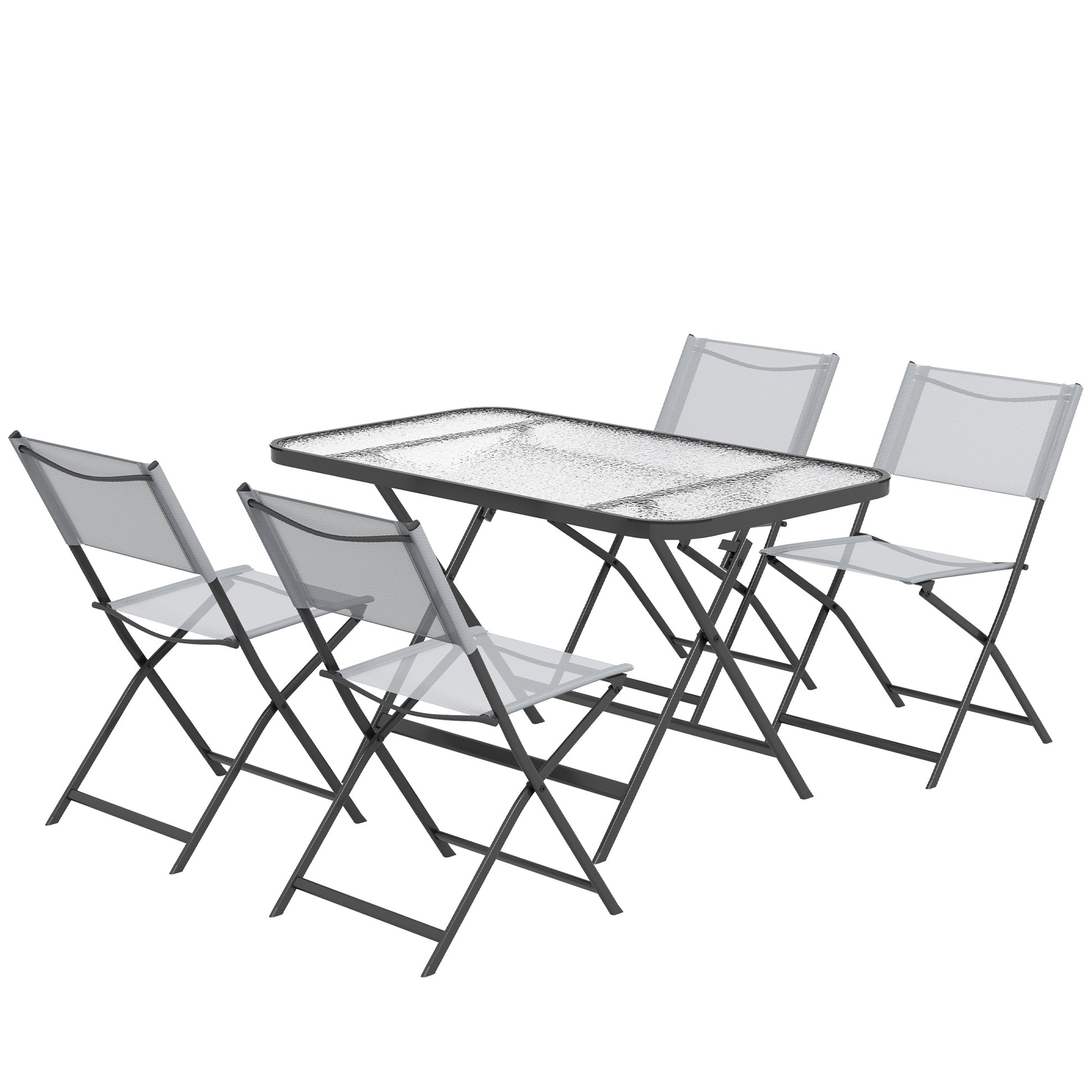 Outsunny Conjunto De Mesa Y 4 Sillas De Jardín Estilo Moderno Para Exterior Gris_0