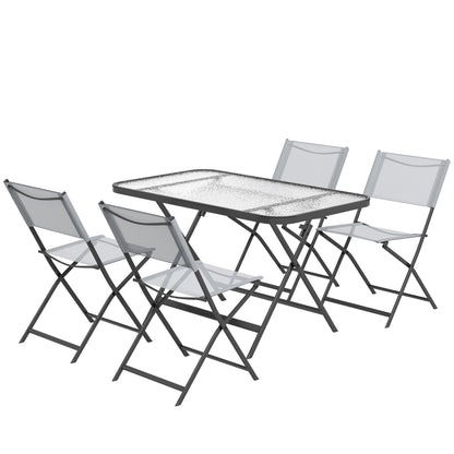Outsunny Conjunto De Mesa Y 4 Sillas De Jardín Estilo Moderno Para Exterior Gris_0