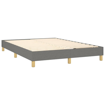 Cama Box Spring Colchón Y Luces Led Tela Gris Oscuro 140x190 Cm / Vetonek_2