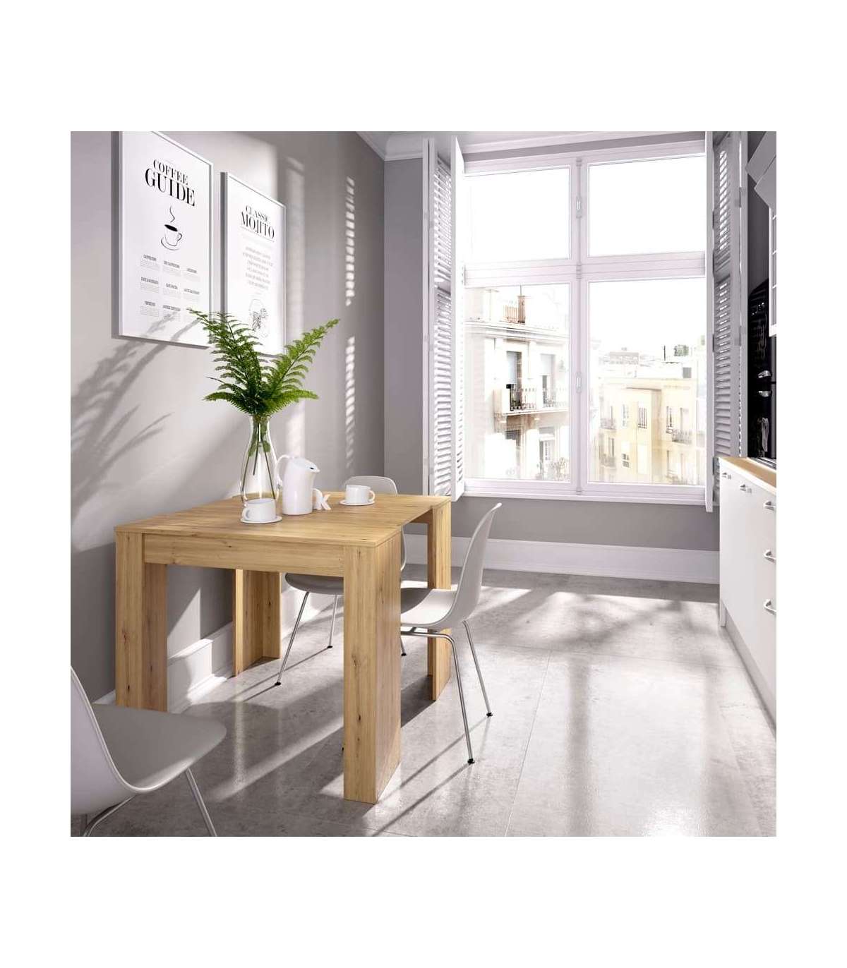Mesa De Comedor Bailen Multifunción Extensible En Madera Nordic De 77 Cm(alto), 54-101-147-194-240 Cm(ancho), 90 Cm(largo)_1