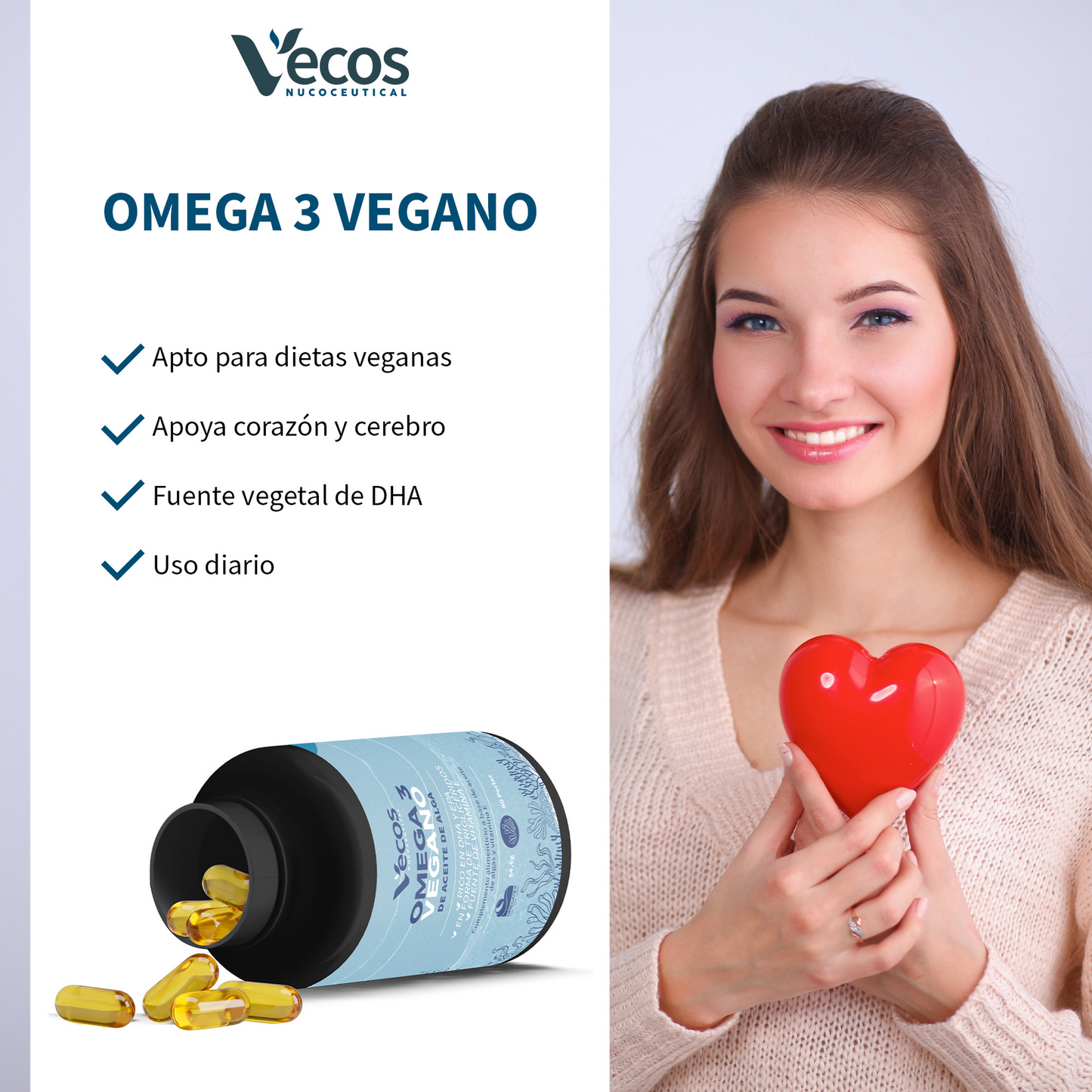 Omega 3 Vegano OMEGATEX® (90 perlas) | Corazón, visión y cerebro | DHA y EPA de algas | Vitamina E natural_3