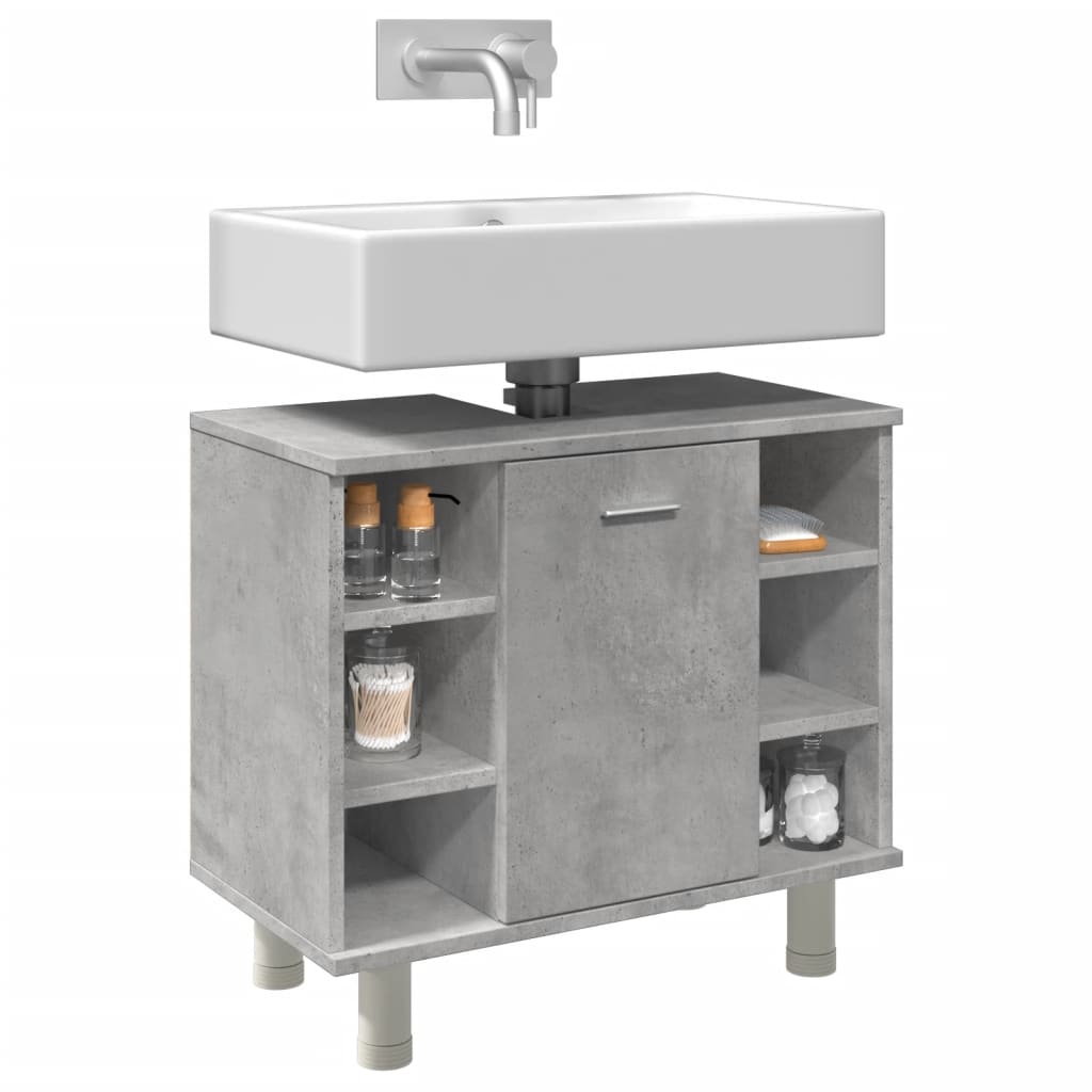 Armario De Baño Madera Ingeniería Gris Hormigón 60x32x53,5 Cm / Vetonek_5