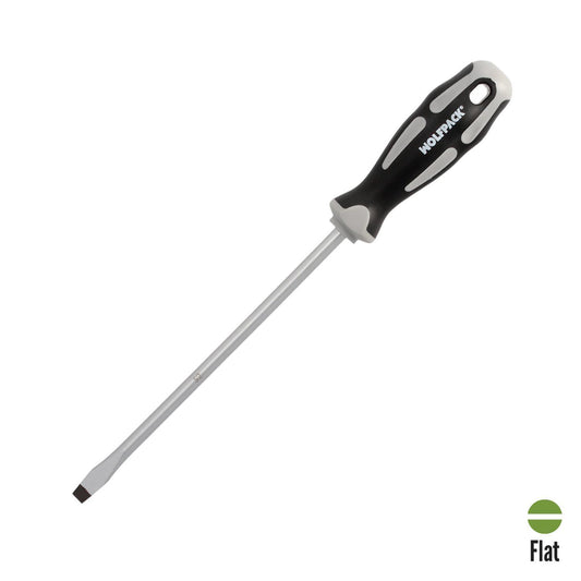 Destornillador Plano Estampado Acero S2 Mango Tpr Bimaterial. Medida 1,6 X Ø 8,0 X 200 Mm.  Din5265_0