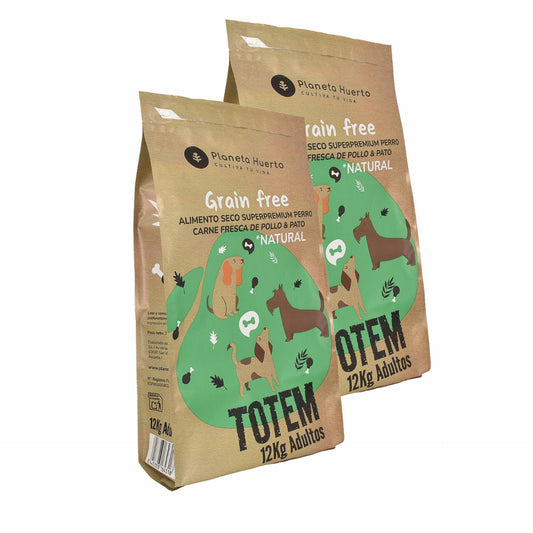 Embalagem de 2 Rações Superpremium Natural Sem Grão para Frango e Pato Planeta Huerto 12 Kg