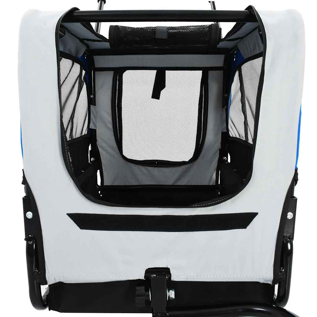 Vidaxl Remolque De Bicicleta Para Mascotas Cochecito 2 En 1 Gris Azul_4