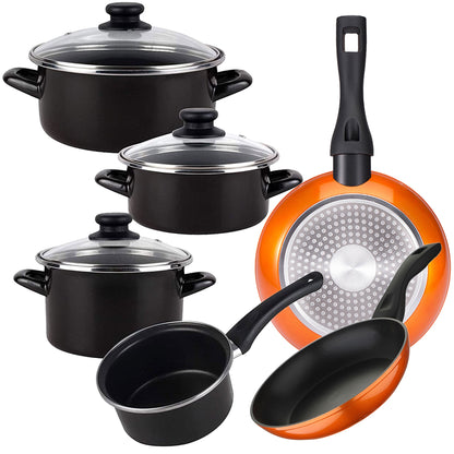 Bateria De Cocina 7 Piezas Magefesa Kenia De Acero Vitrificado Con Juego De Sartenes (20/24 Cm) Bergner Neon Classic En Aluminio Forjado_0