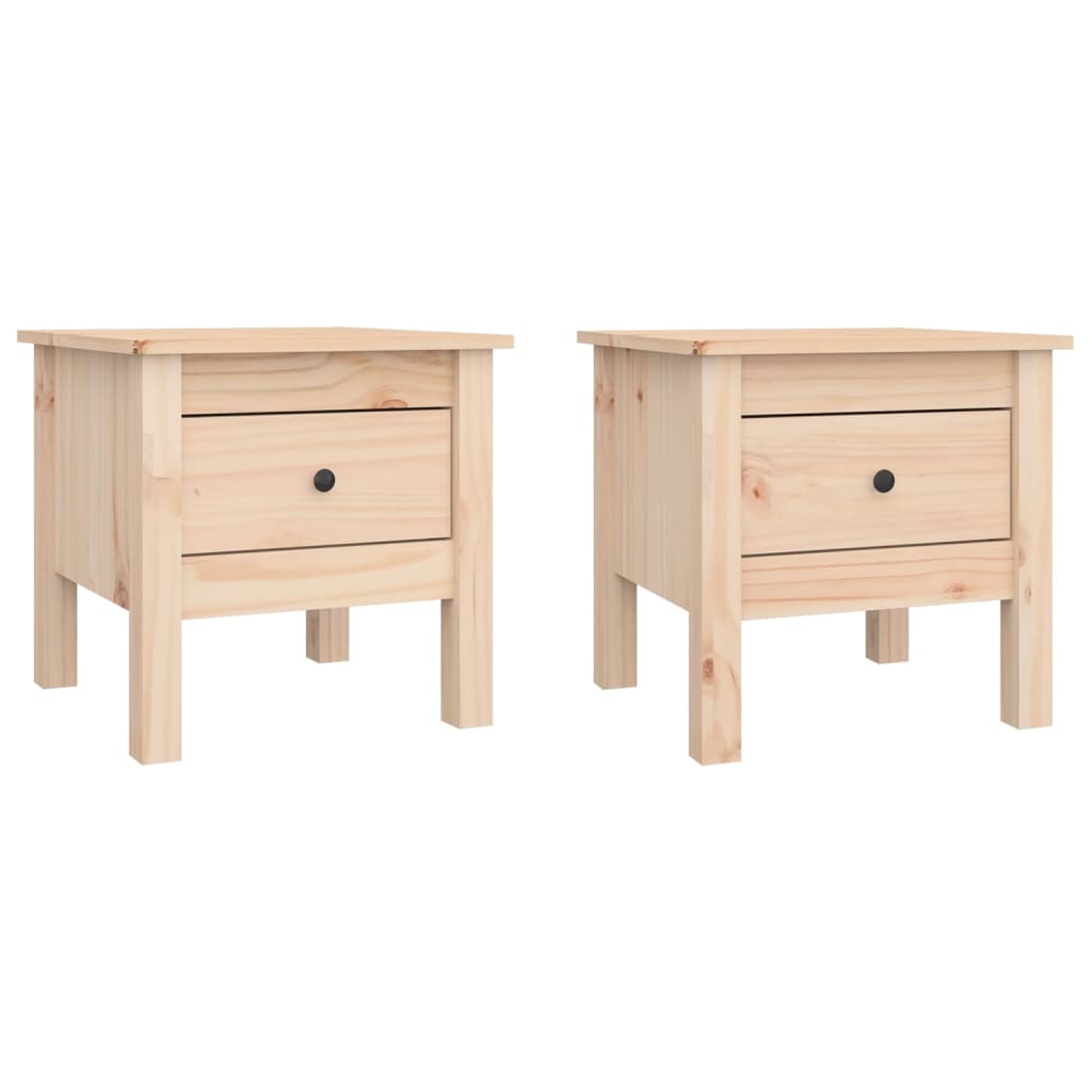 Mesa Auxiliar 2 Unidades De Madera Maciza De Pino 40x40x39 Cm_0