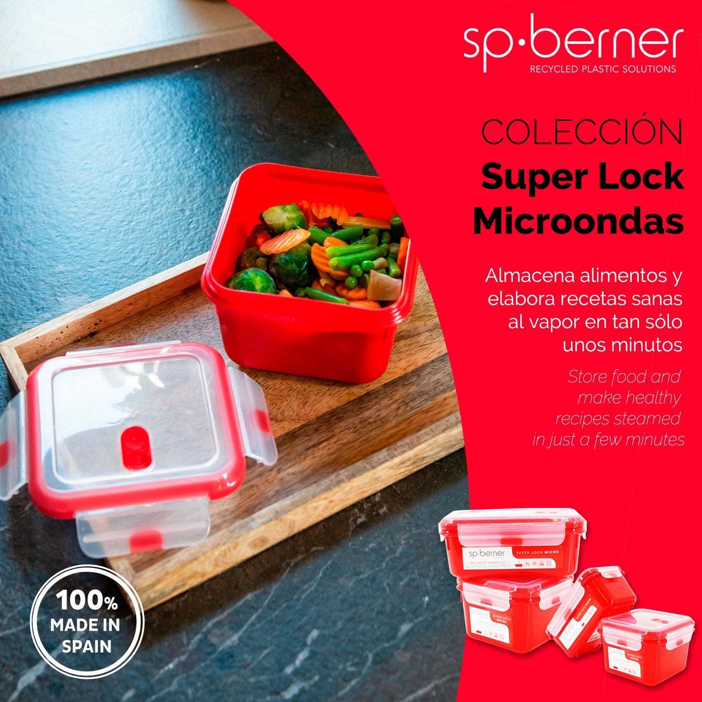 2x Herméticos Super Lock Micro 680 Ml. Aptos Para Cocinar Al Vapor En El Microondas, Ideal Transporte Y Almacenamiento De Alimentos, Cierre Clip_1